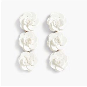 JCREW Sequin Flower Drop Earrings White